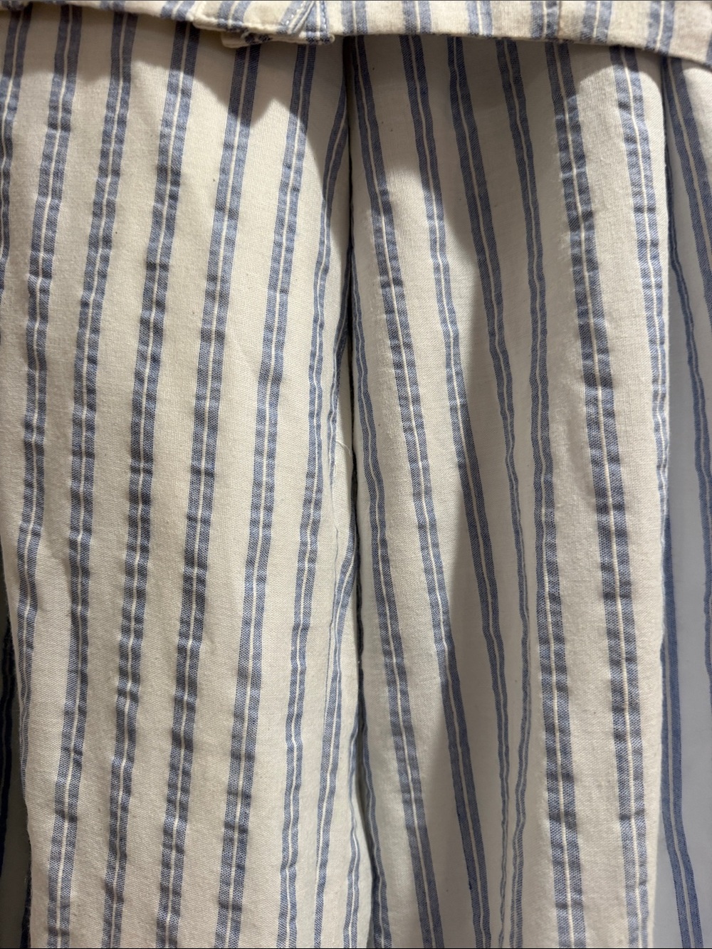 MABLE Blue White Striped 2 Piece Crop Top Wide Leg Pants Set S - Picture 2 of 16